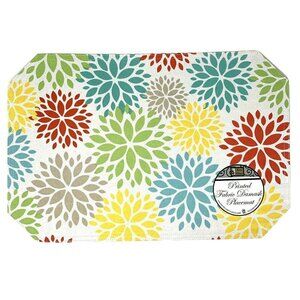 Retro Floral Placemat Colorful Chrysanthemum Print Fabric Kitchen Table Decor